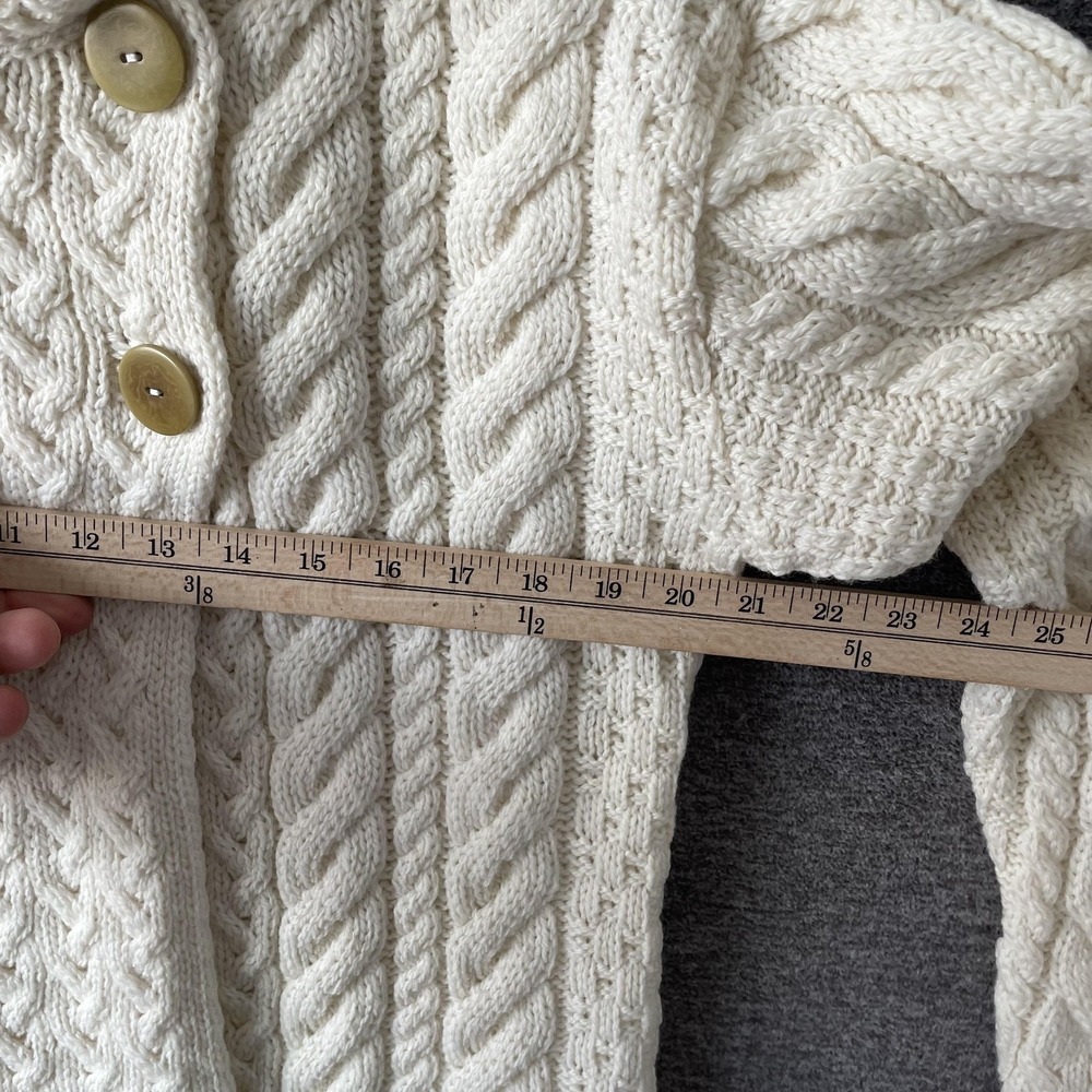 Aran Woollen Mills Sweater Womens Large White Merino Wool Turtleneck Cable - Picture 6 of 8